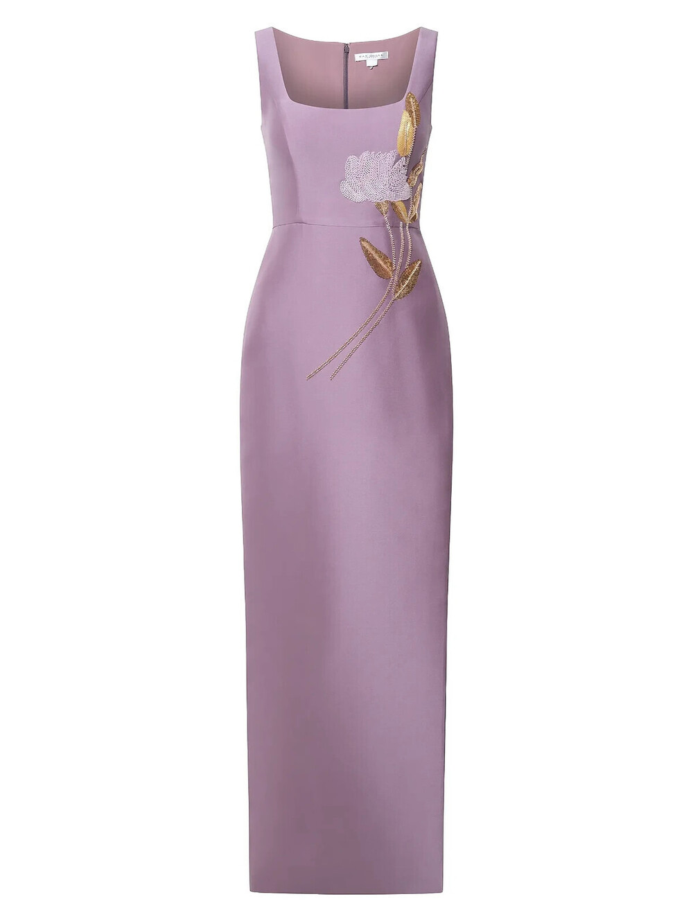 NEW, Kay Unger Paloma Threaded Floral Column Gown in Heather Sz 16 #LD558